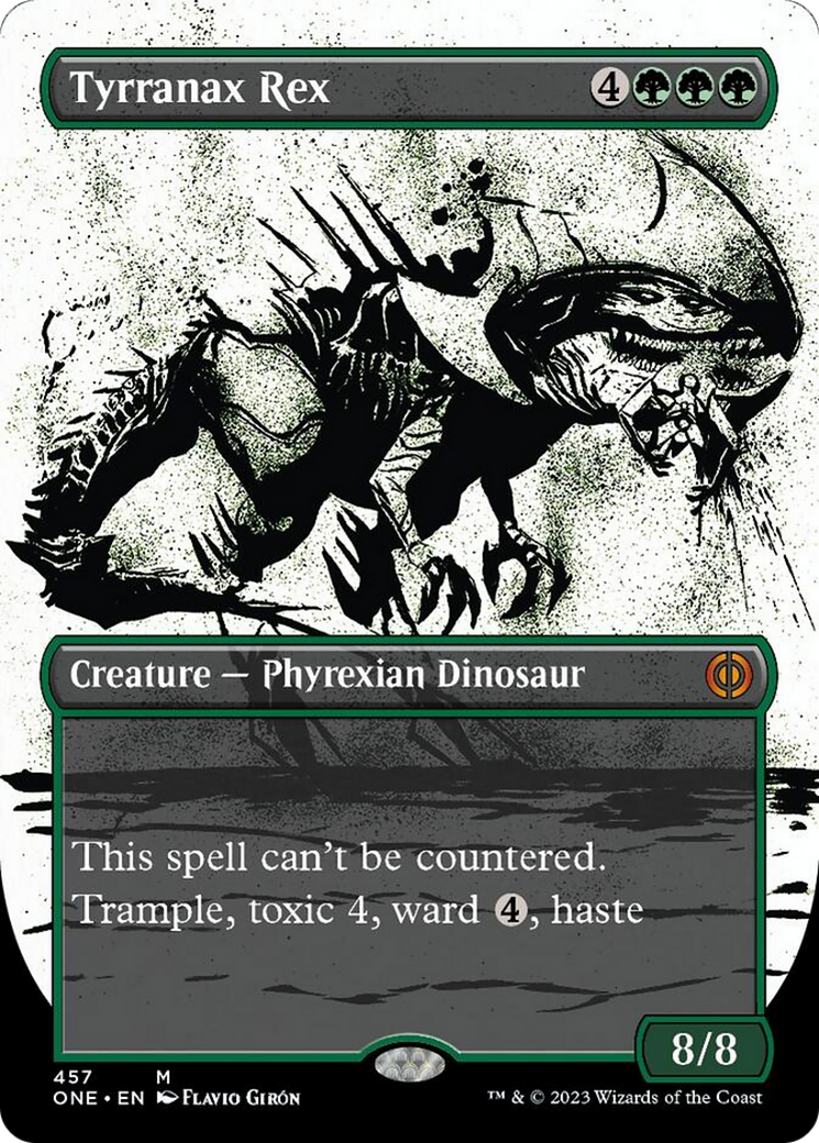 Tyrranax Rex (Borderless Ichor Step-and-Compleat Foil) [Phyrexia: All Will Be One] | Pandora's Boox