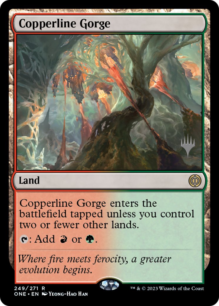 Copperline Gorge (Promo Pack) [Phyrexia: All Will Be One Promos] | Pandora's Boox