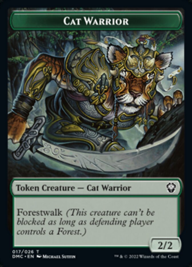 Saproling // Cat Warrior Double-Sided Token [Dominaria United Tokens] | Pandora's Boox