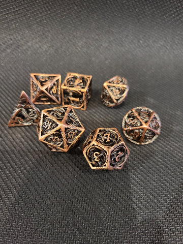 Hollow Metal dice - Gold Dragons
