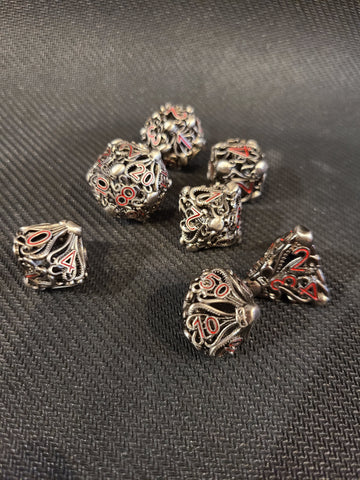 Hollow Metal dice - Cthulhu's Grip (Silver)