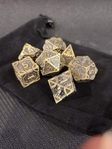 Solid Metal dice - Steampunk Gold