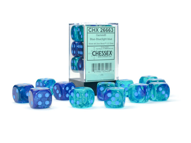 Chessex 7pc Dice Gemini blue-blue/light blue CHX26663 | Pandora's Boox