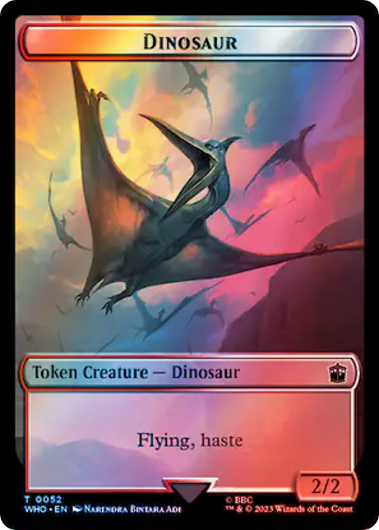 Warrior // Dinosaur Double-Sided Token (Surge Foil) [Doctor Who Tokens] | Pandora's Boox