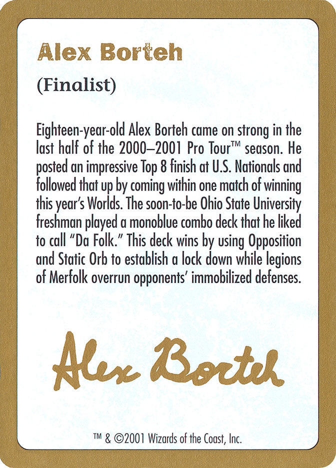 Alex Borteh Bio [World Championship Decks 2001] | Pandora's Boox
