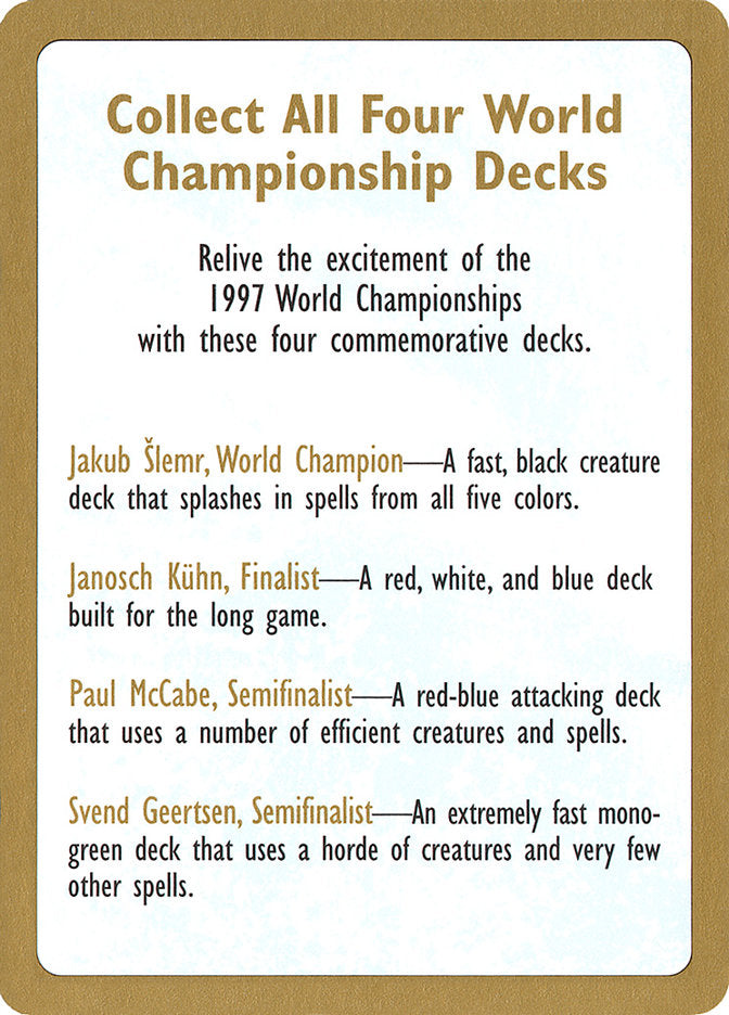 1997 World Championships Ad [World Championship Decks 1997] | Pandora's Boox