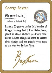 1996 George Baxter Biography Card [World Championship Decks] | Pandora's Boox