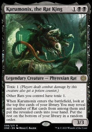 Karumonix, the Rat King (Promo Pack) [Phyrexia: All Will Be One Promos] | Pandora's Boox