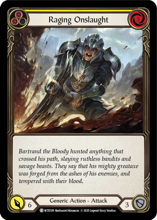 Raging Onslaught (Yellow) [WTR189] Unlimited Edition Rainbow Foil