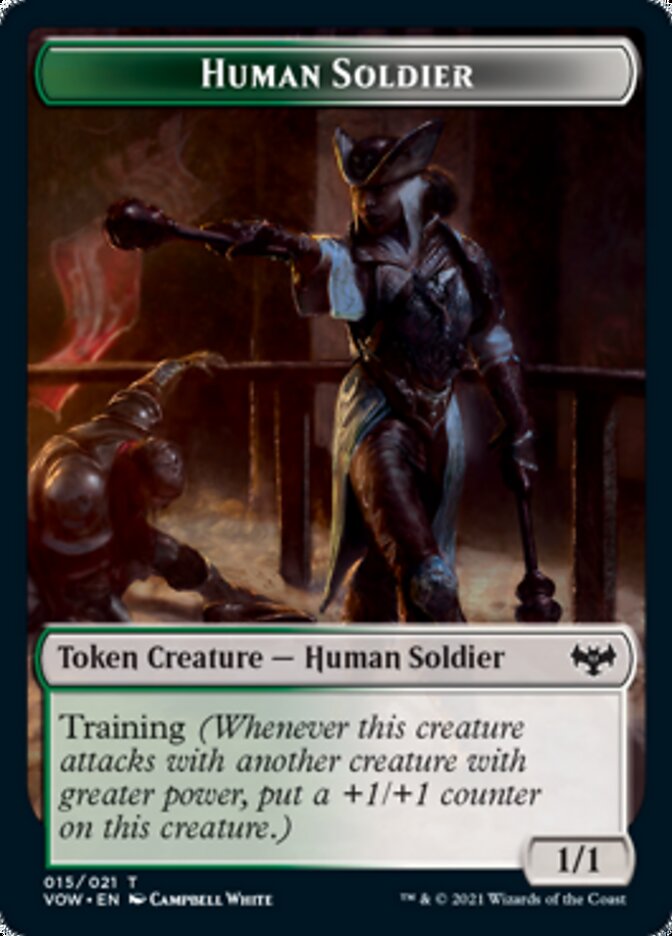 Zombie (008) // Human Soldier Double-Sided Token [Innistrad: Crimson Vow Tokens] | Pandora's Boox