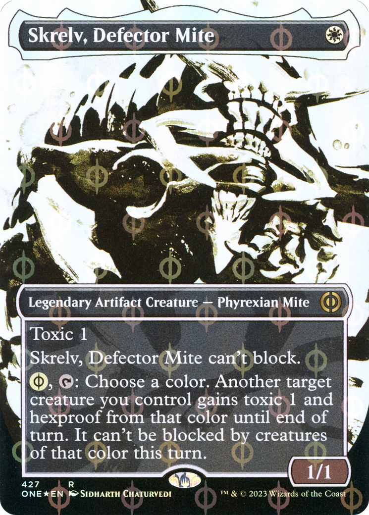 Skrelv, Defector Mite (Borderless Ichor Step-and-Compleat Foil) [Phyrexia: All Will Be One] | Pandora's Boox