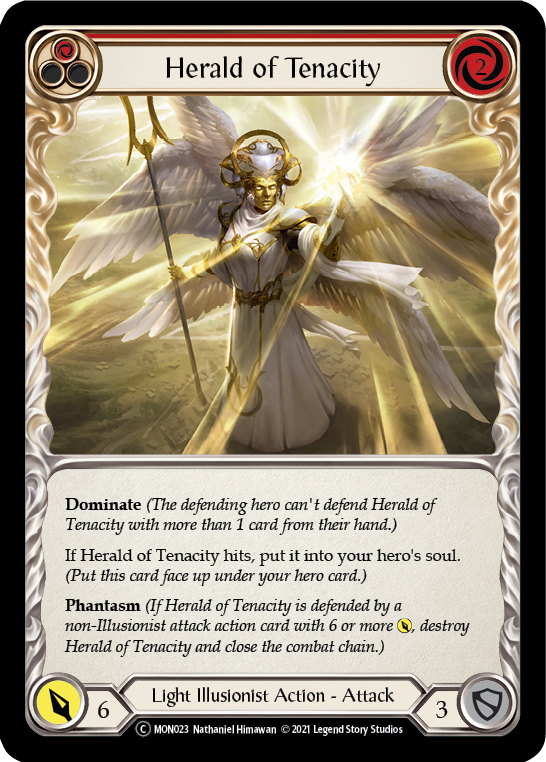 Herald of Tenacity (Red) (Rainbow Foil) [U-MON023-RF] Unlimited Edition Rainbow Foil