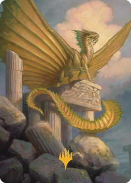 Ancient Gold Dragon Art Card (05) (Gold-Stamped Signature) [Commander Legends: Battle for Baldur's Gate Art Series] | Pandora's Boox