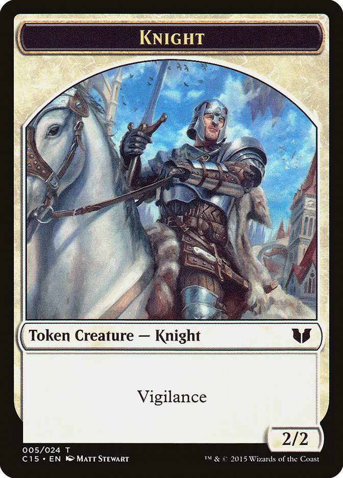 Knight (005) // Spirit (023) Double-Sided Token [Commander 2015 Tokens] | Pandora's Boox