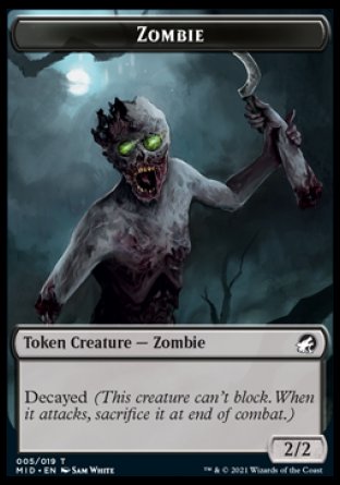 Zombie (005) // Teferi, Who Slows the Sunset Emblem Double-Sided Token [Innistrad: Midnight Hunt Tokens] | Pandora's Boox