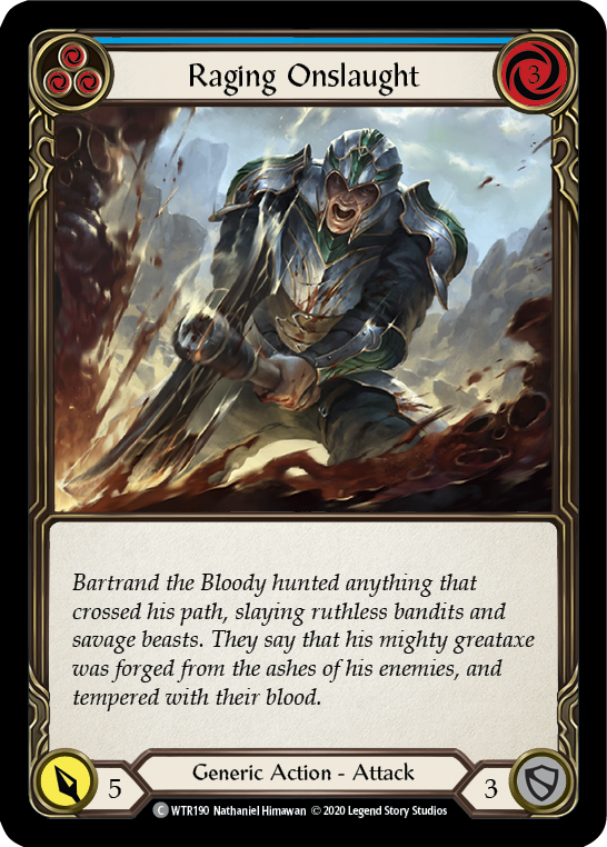 Raging Onslaught (Blue) [WTR190] Unlimited Edition Rainbow Foil