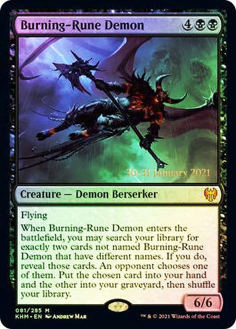 Burning-Rune Demon [Kaldheim Prerelease Promos] | Pandora's Boox