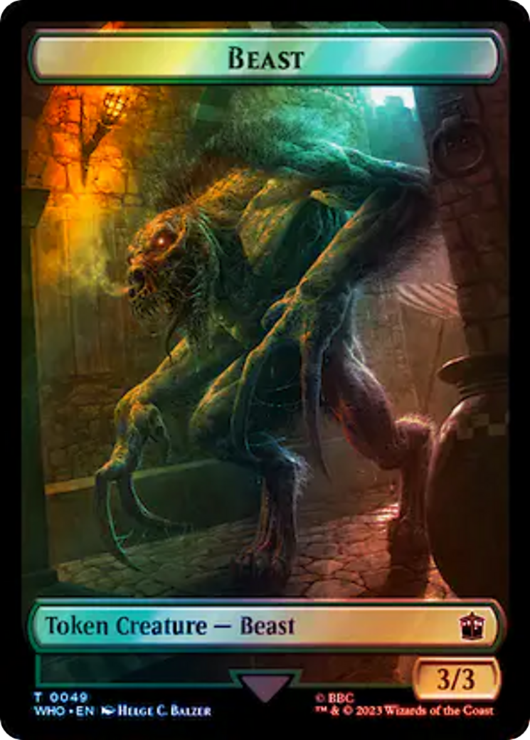 Soldier // Beast Double-Sided Token (Surge Foil) [Doctor Who Tokens] | Pandora's Boox