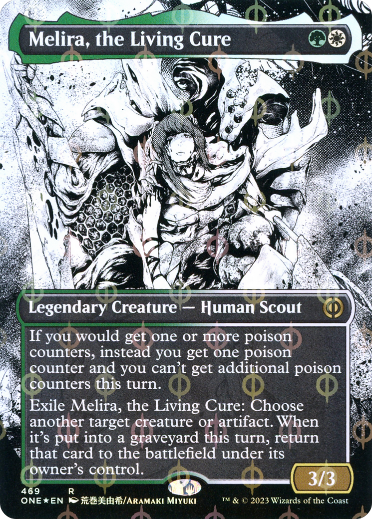 Melira, the Living Cure (Borderless Manga Step-and-Compleat Foil) [Phyrexia: All Will Be One] | Pandora's Boox