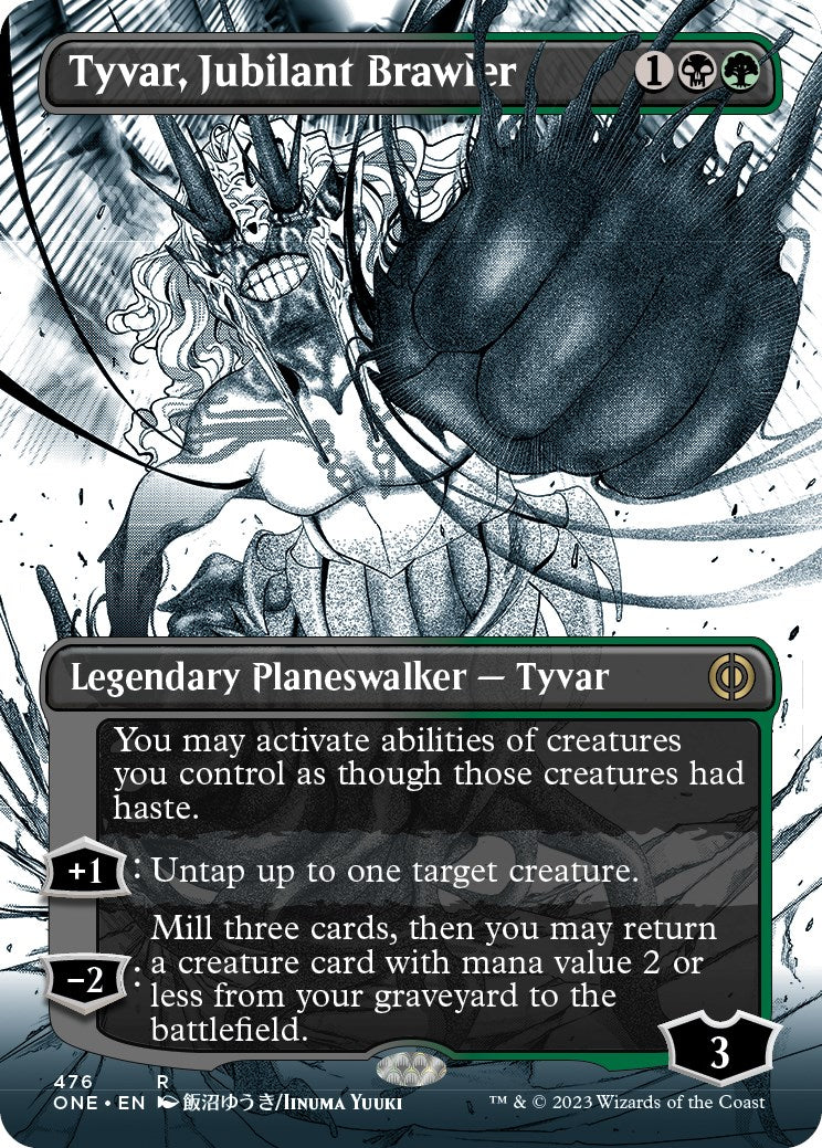 Tyvar, Jubilant Brawler (Borderless Manga Step-and-Compleat Foil) [Phyrexia: All Will Be One] | Pandora's Boox