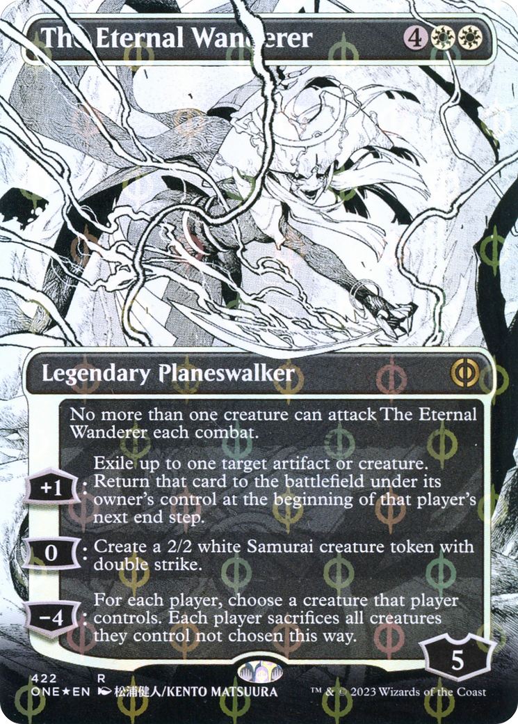 The Eternal Wanderer (Borderless Manga Step-and-Compleat Foil) [Phyrexia: All Will Be One] | Pandora's Boox