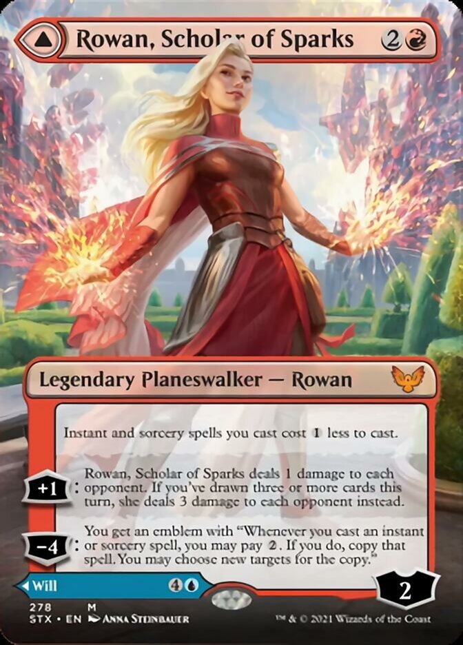 Rowan, Scholar of Sparks // Will, Scholar of Frost (Borderless) [Strixhaven: School of Mages] | Pandora's Boox