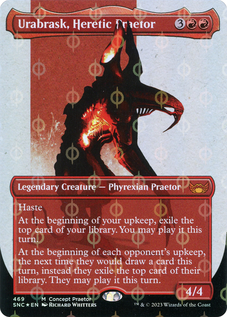 Urabrask, Heretic Praetor (Borderless Concept Praetors Step-and-Compleat Foil) [Phyrexia: All Will Be One] | Pandora's Boox