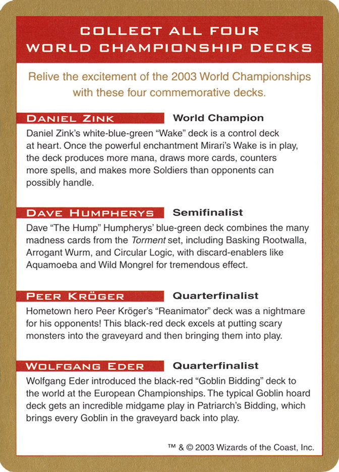 2003 World Championships Ad [World Championship Decks 2003] | Pandora's Boox
