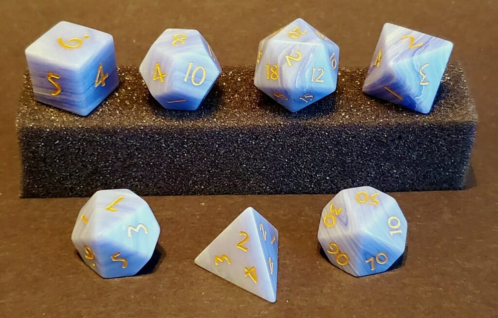 Gemstone Dice 7pc Icy Blade - Blue Agate