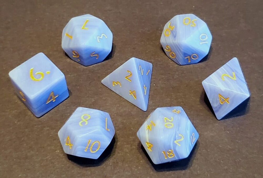 Gemstone Dice 7pc Icy Blade - Blue Agate