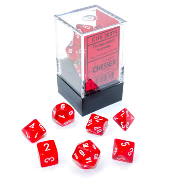 Chessex chx20374: Mini Polyhedral 7-Die Set: Translucent Red/white | Pandora's Boox