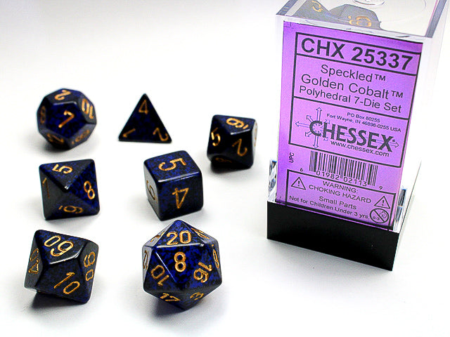 Chessex Dice (7pc) Speckled Golden Cobalt CHX25337 | Pandora's Boox