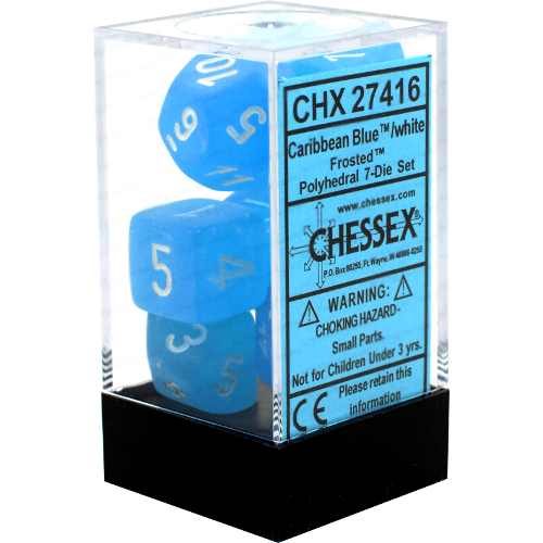 Chessex Dice (7pc) Frosted Caribbean Blue with White CHX27416
