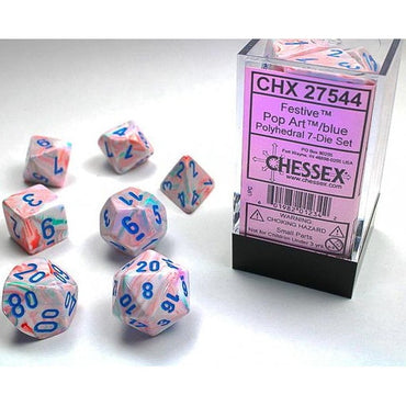 Chessex Festive pop art/blue Chx27544