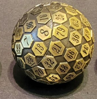 Metal 100 Sided Dice d100 - Gold
