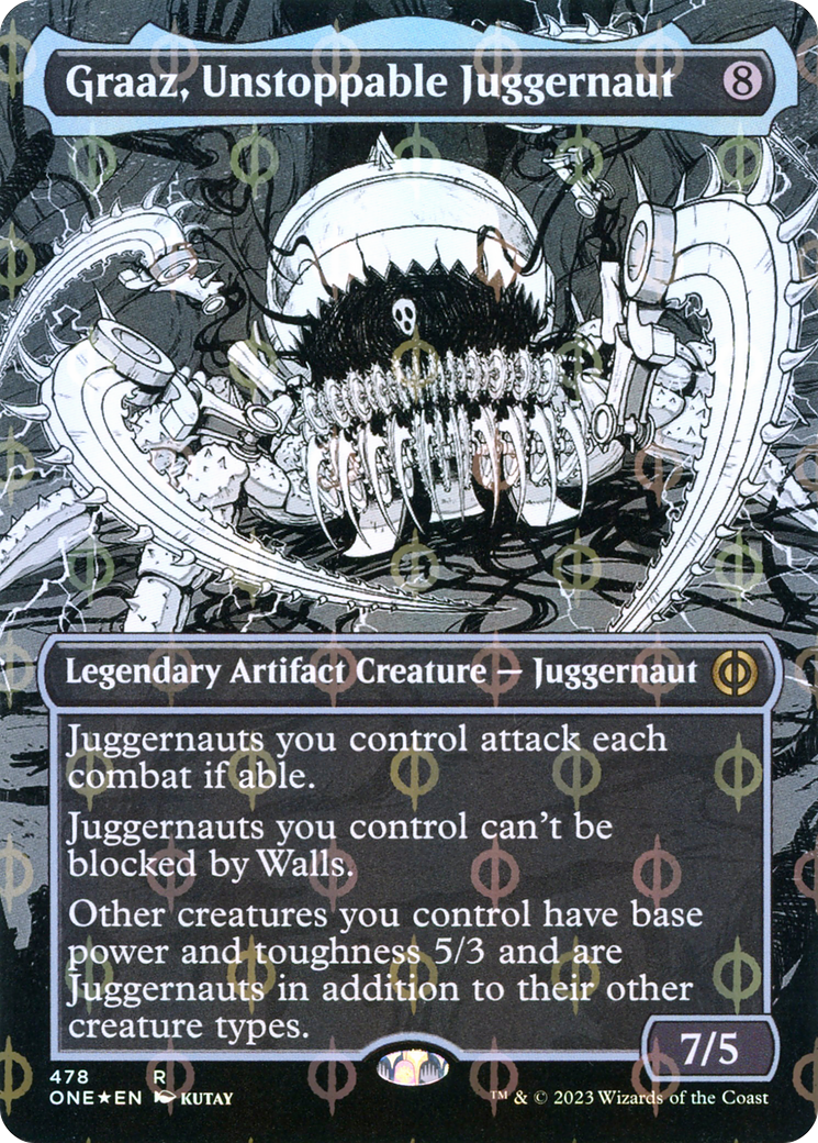 Graaz, Unstoppable Juggernaut (Borderless Manga Step-and-Compleat Foil) [Phyrexia: All Will Be One] | Pandora's Boox