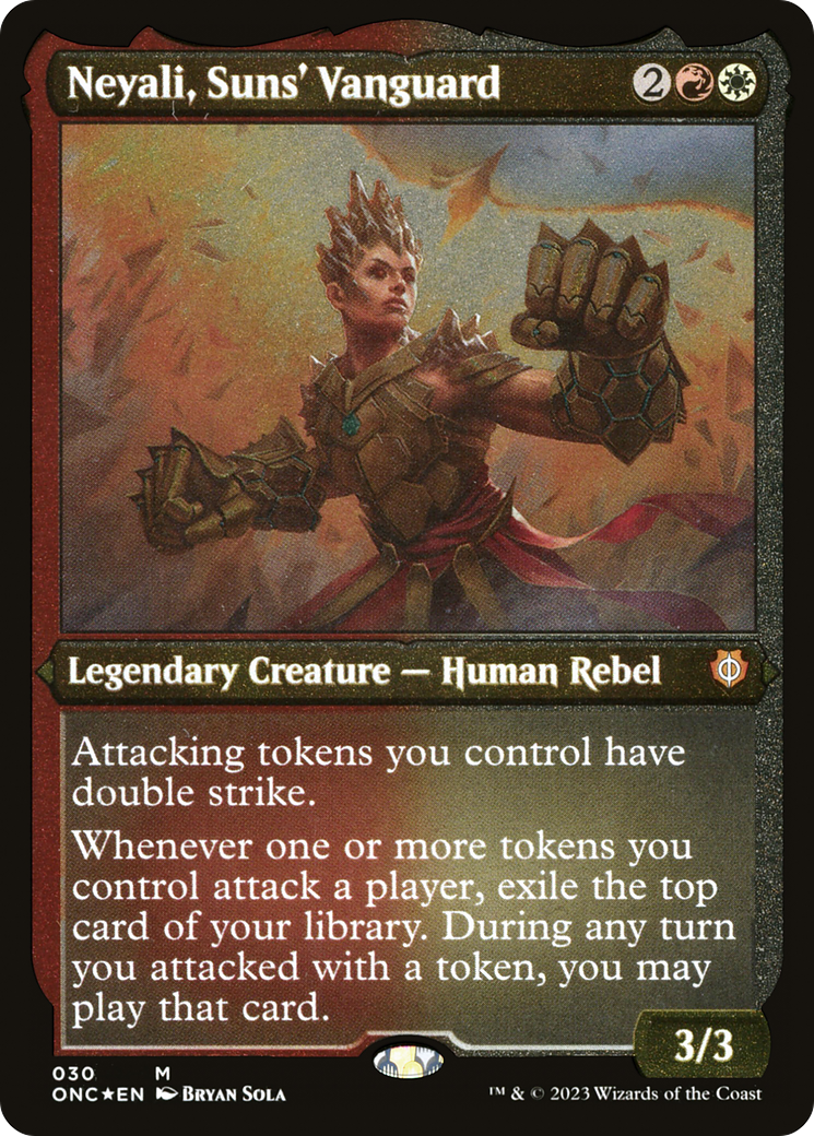 Neyali, Suns' Vanguard (Foil Etched) (Display Commander) [Phyrexia: All Will Be One Commander] | Pandora's Boox