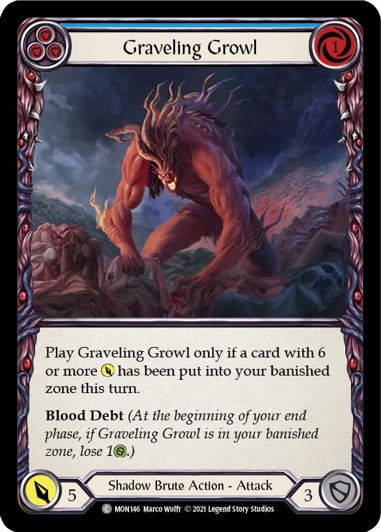 Graveling Growl (Blue) (Rainbow Foil) [MON146-RF] 1st Edition Rainbow Foil