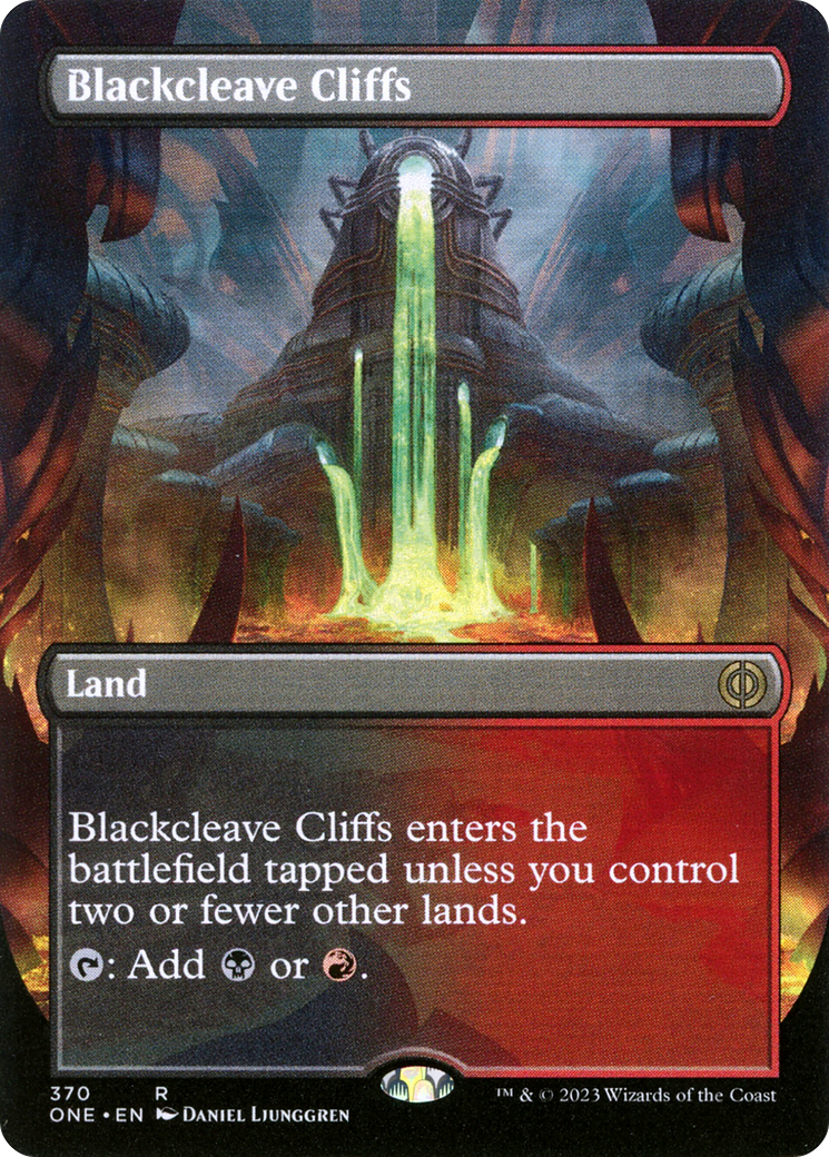 Blackcleave Cliffs (Borderless Alternate Art) [Phyrexia: All Will Be One] | Pandora's Boox