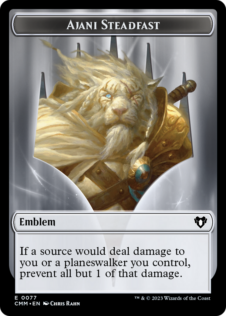 Ajani Steadfast Emblem // Wizard Double-Sided Token [Commander Masters Tokens] | Pandora's Boox