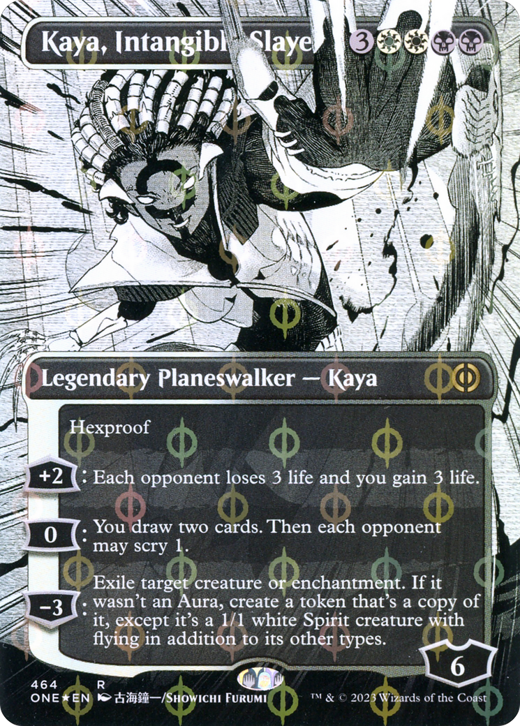 Kaya, Intangible Slayer (Borderless Manga Step-and-Compleat Foil) [Phyrexia: All Will Be One] | Pandora's Boox
