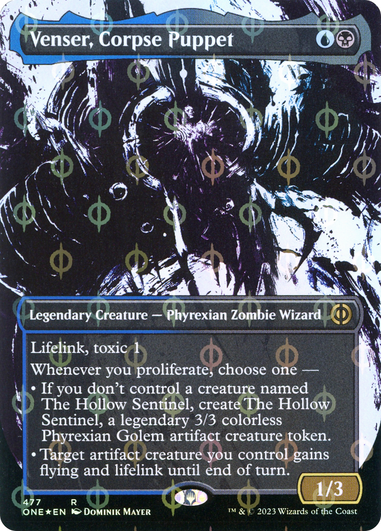 Venser, Corpse Puppet (Borderless Ichor Step-and-Compleat Foil) [Phyrexia: All Will Be One] | Pandora's Boox