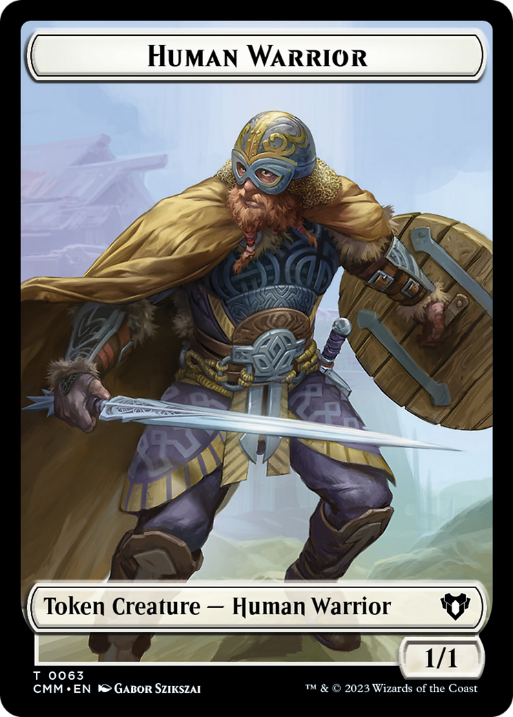 Human Warrior // Zombie Army Double-Sided Token [Commander Masters Tokens] | Pandora's Boox