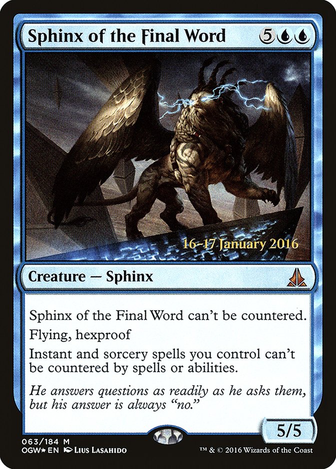 Sphinx of the Final Word [Oath of the Gatewatch Prerelease Promos] | Pandora's Boox