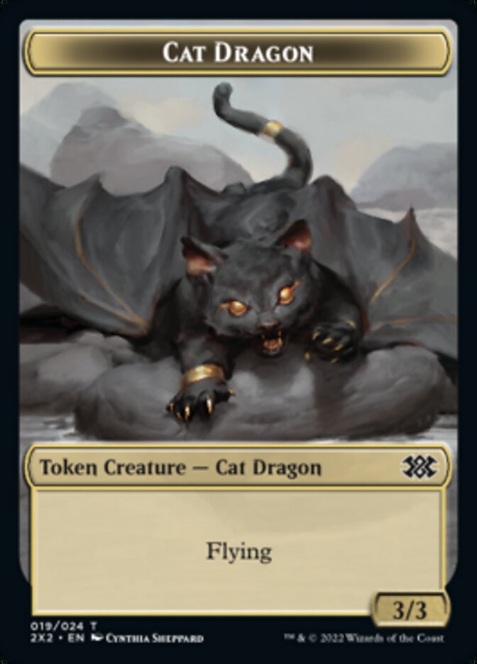 Cat Dragon // Spirit (002) Double-Sided Token [Double Masters 2022 Tokens] | Pandora's Boox