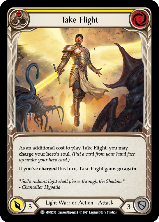 Take Flight (Yellow) (Rainbow Foil) [MON055-RF] 1st Edition Rainbow Foil