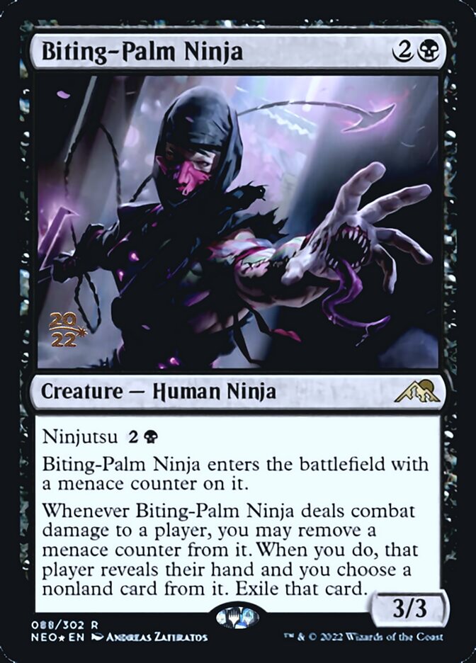 Biting-Palm Ninja [Kamigawa: Neon Dynasty Prerelease Promos] | Pandora's Boox