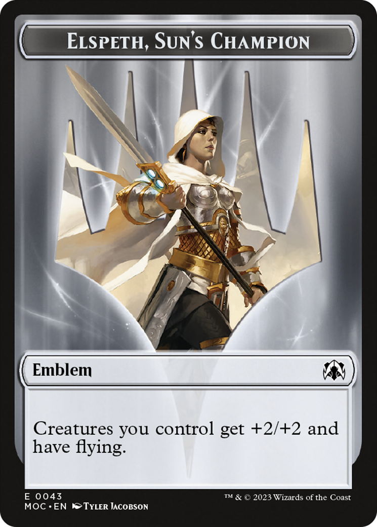 Warrior // Elspeth, Sun's Champion Emblem Double-Sided Token [March of the Machine Commander Tokens] | Pandora's Boox
