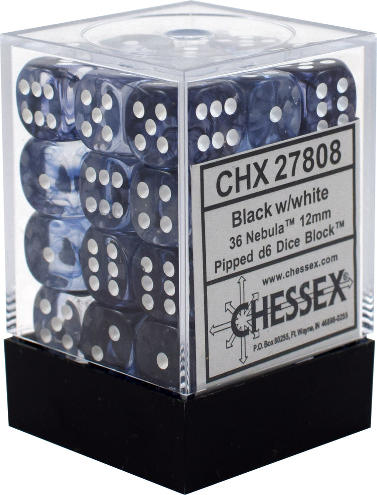 Chessex D6 Dice Nebula Black with White CHX27808