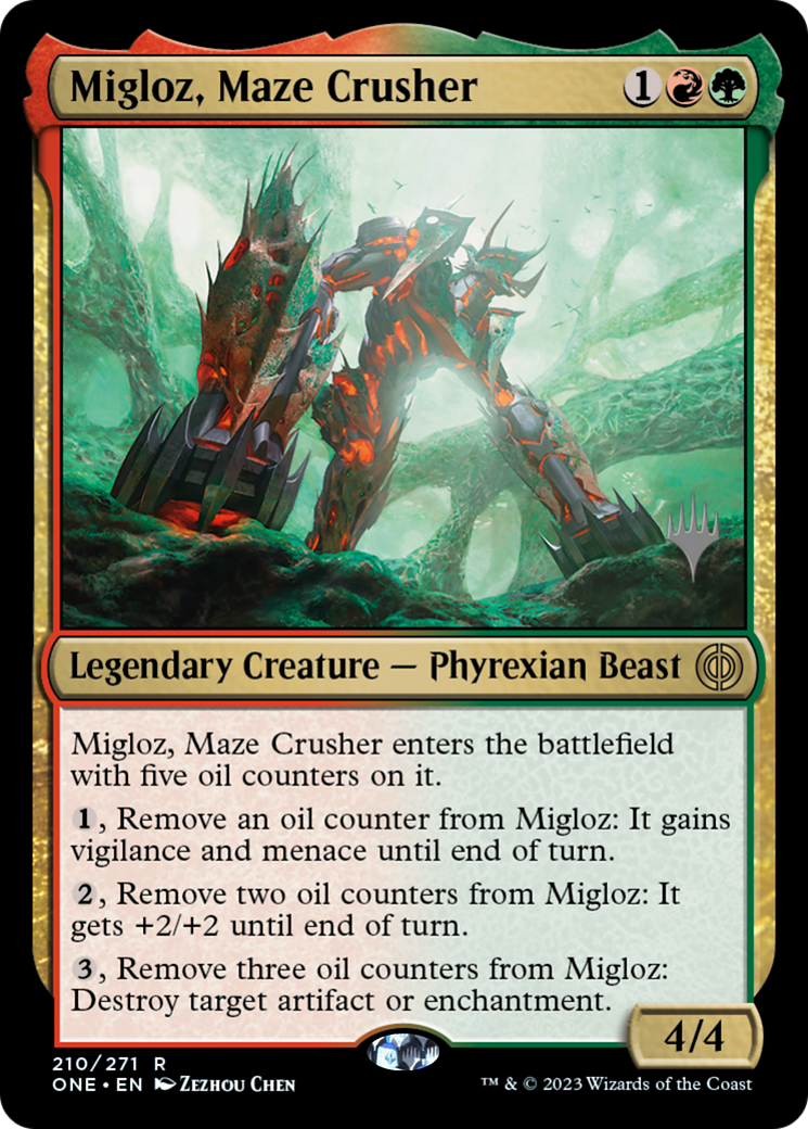 Migloz, Maze Crusher (Promo Pack) [Phyrexia: All Will Be One Promos] | Pandora's Boox